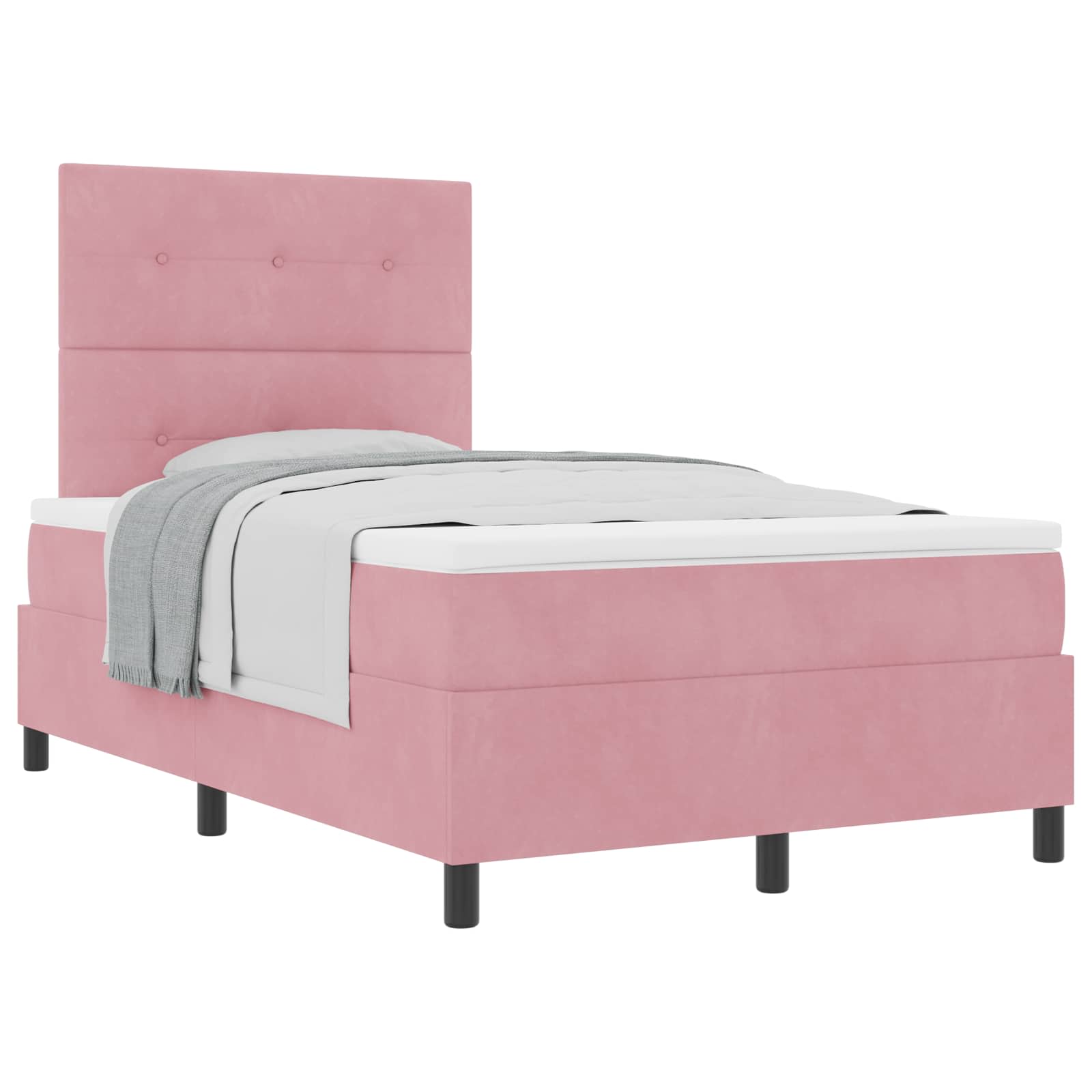 Bäddfjäder med huvudgavel Rosa 120 x 190 cm Sammet