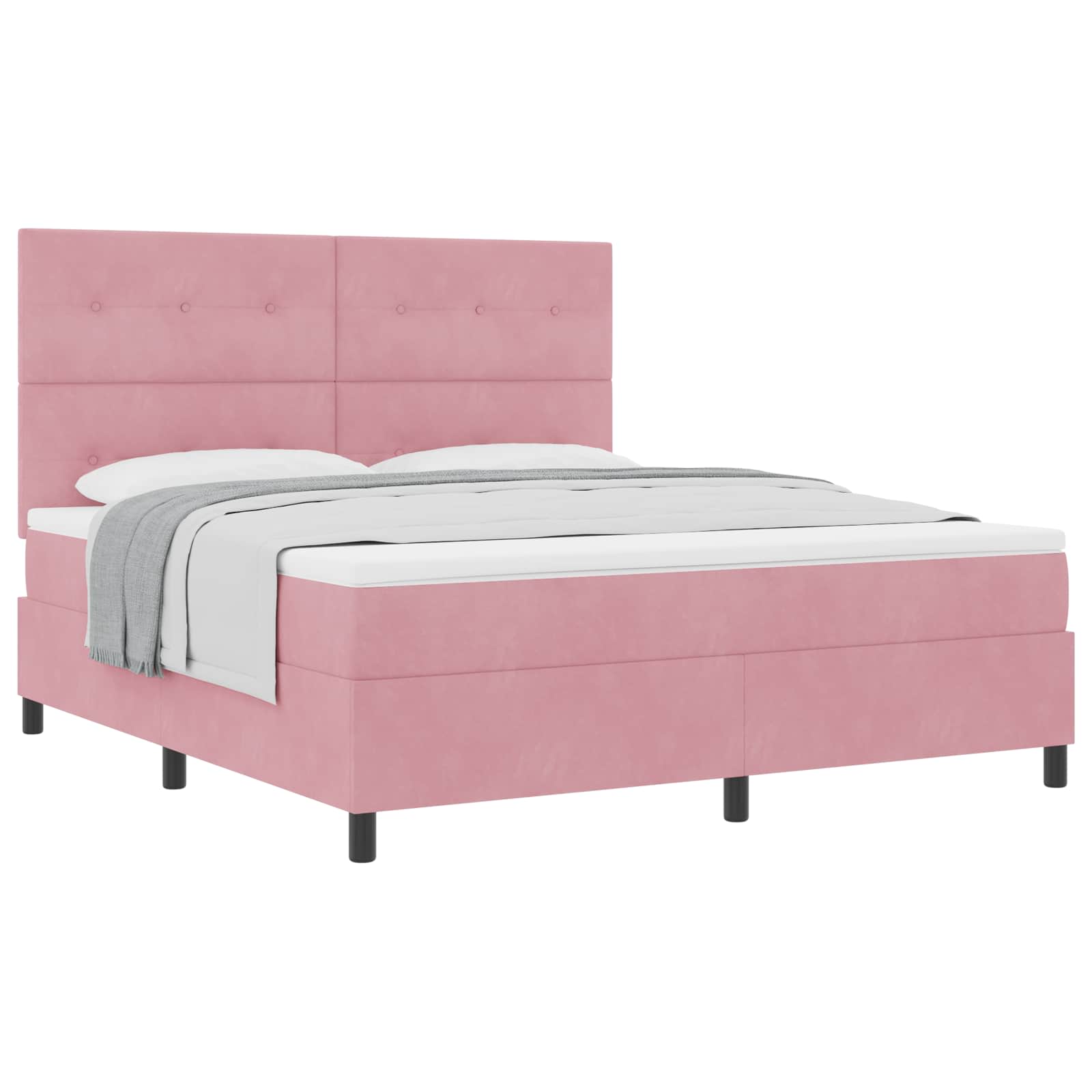 Bäddfjäder med huvudgavel Rosa 180 x 200 cm Sammet