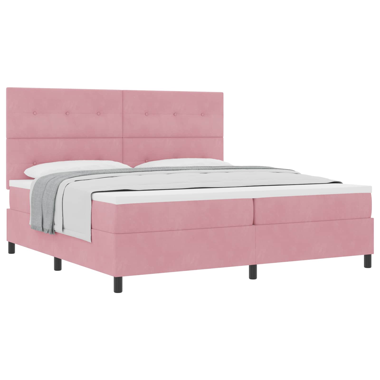 Bäddfjäder med huvudgavel Rosa 200 x 200 cm Sammet