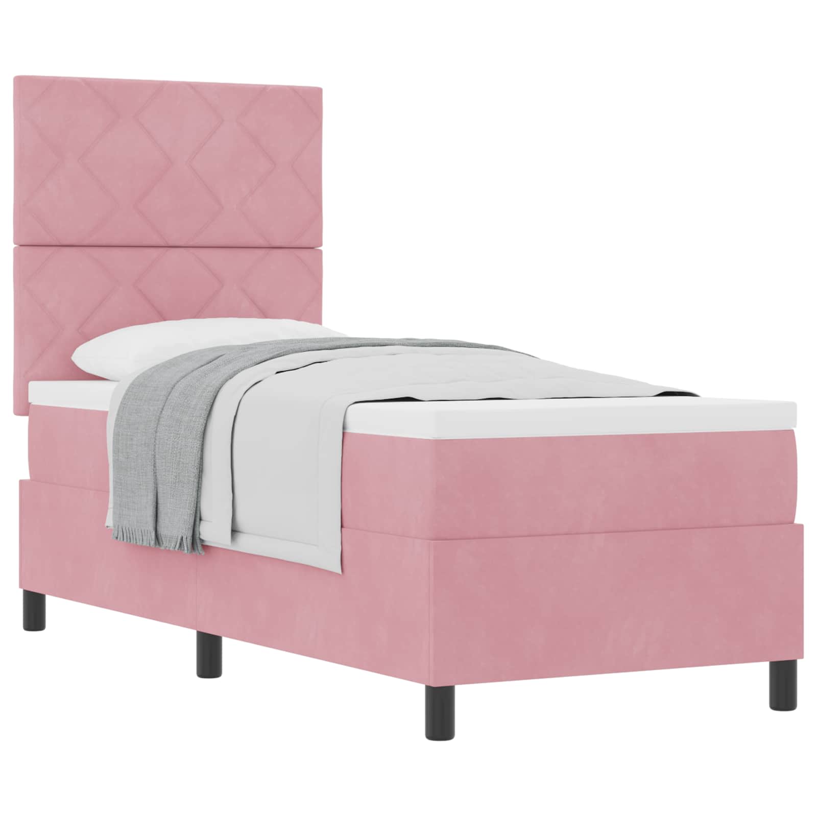 Bäddfjäder med huvudgavel Rosa 80 x 200 cm Sammet