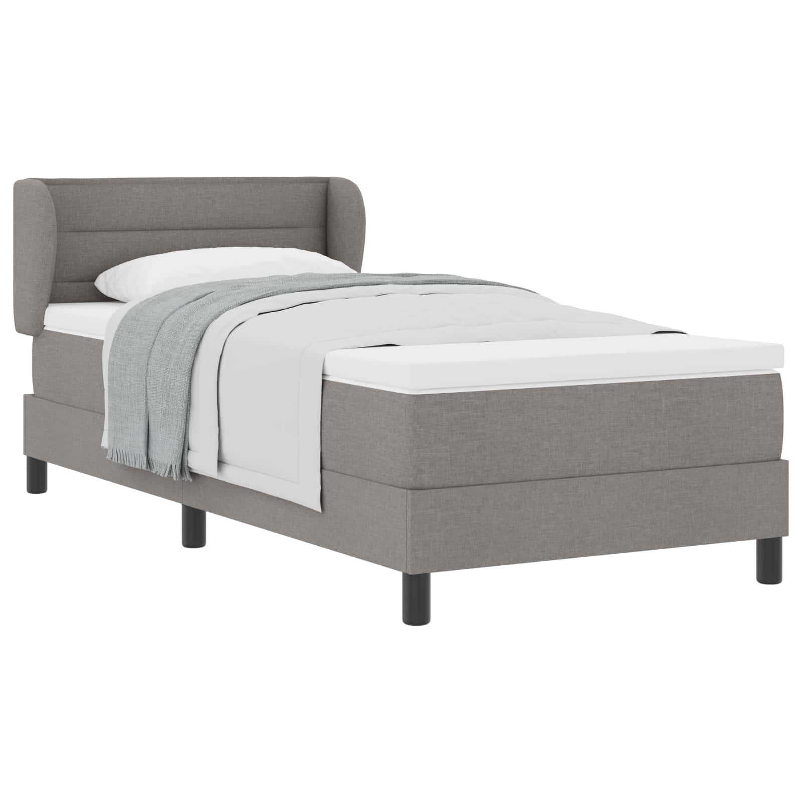 Bäddfjäder med madrass med huvudgavel Taupe 90 x 190 cm tyg