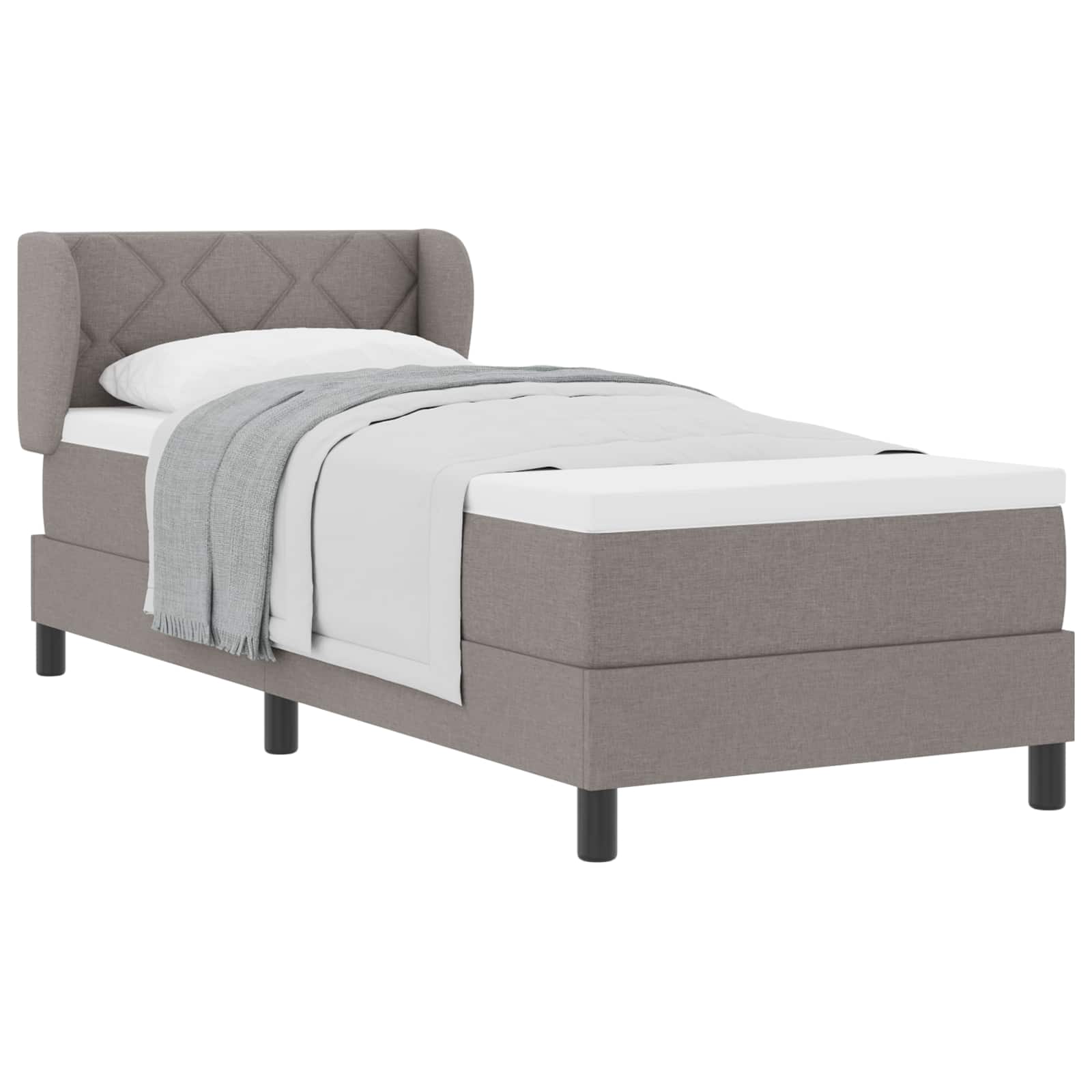 Bäddfjäder med huvudgavel Taupe 80 x 200 cm tyg
