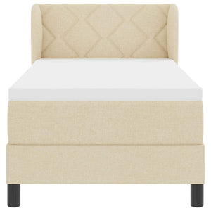 Bäddfjäder med madrass med huvudgavel Kräm 80 x 200 cm tyg