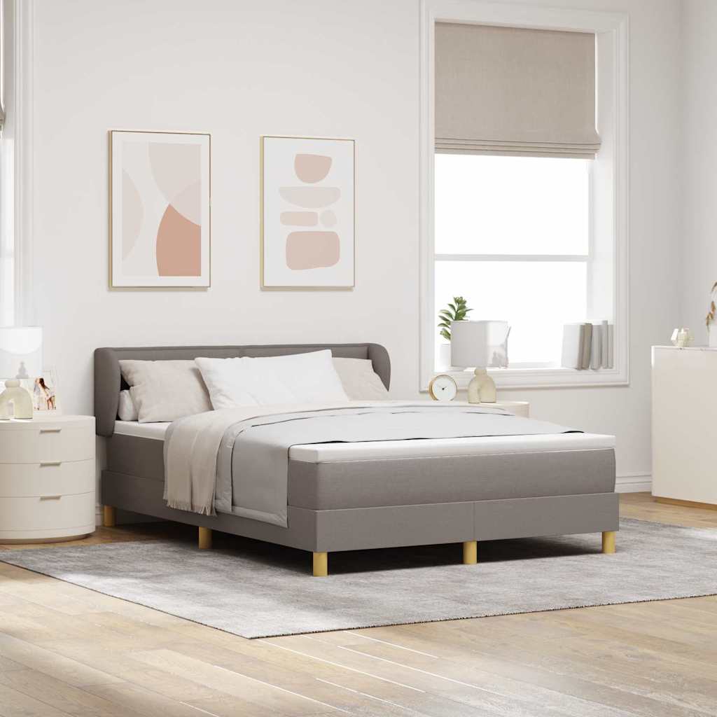 Bäddfjäder med madrass med huvudgavel Taupe 140 x 190 cm tyg