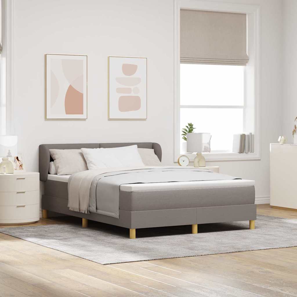 Bäddfjäder med huvudgavel Taupe 140 x 190 cm tyg