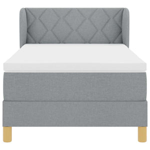 Bäddfjäder med madrass med huvudgavel Ljusgrå 90 x 190 cm tyg