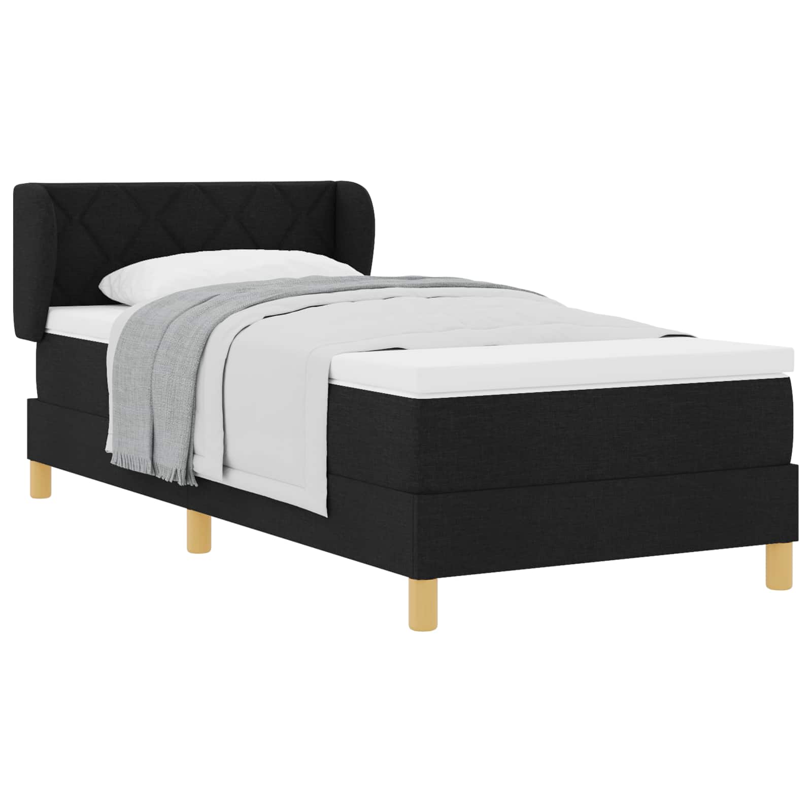 Bäddfjäder med huvudgavel Svart 100 x 200 cm tyg