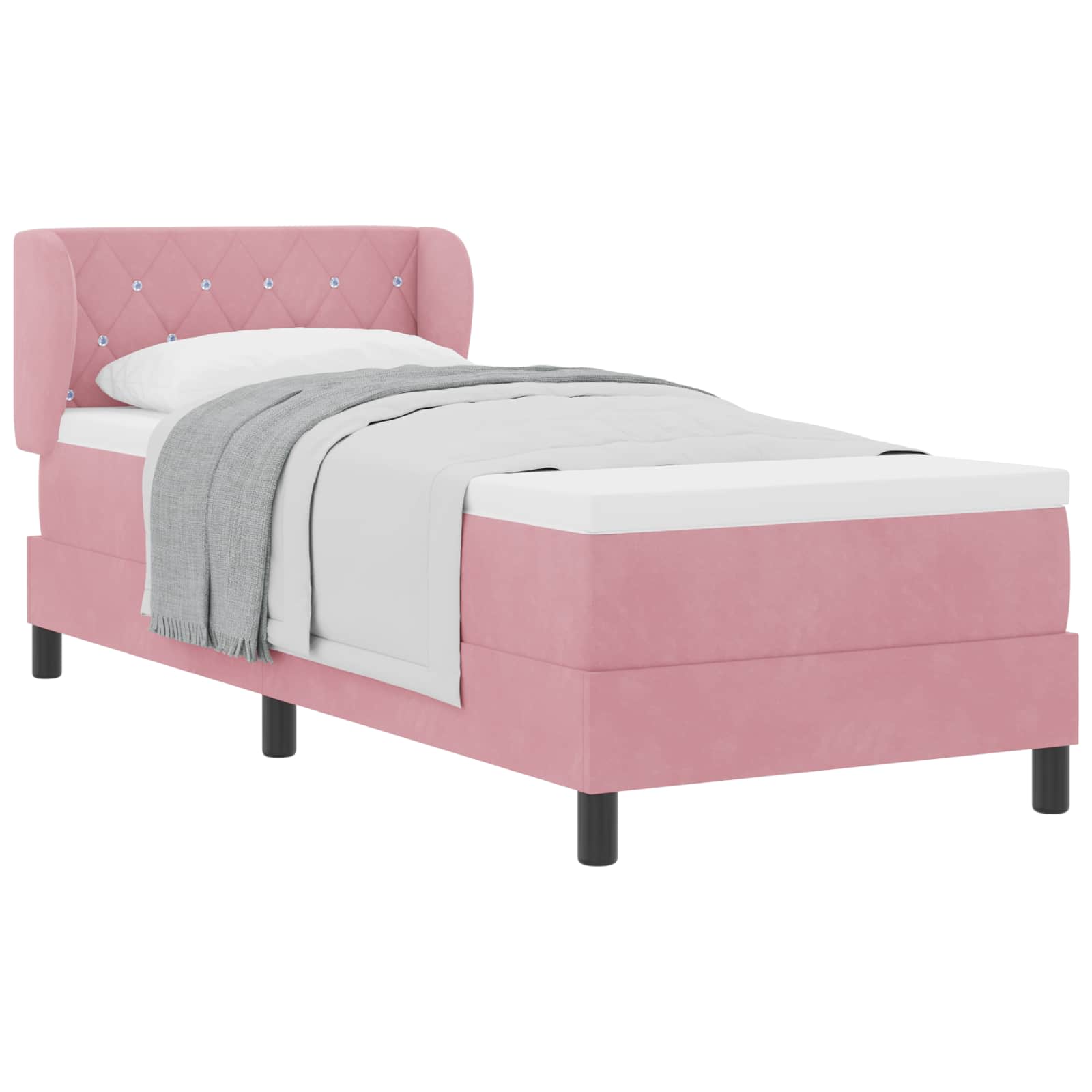 Bäddfjäder med huvudgavel Rosa 80 x 200 cm Sammet
