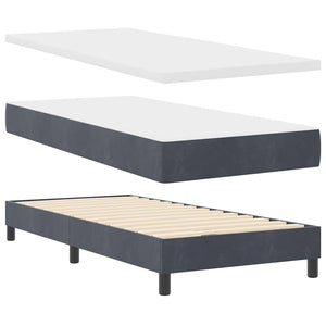 Box Spring Säng med Madrass Mörkgrå 80x200 cm Sammet Mörkgrå