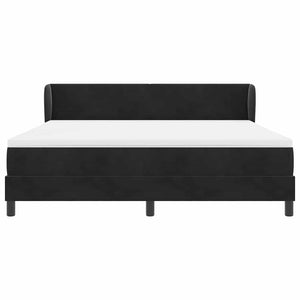 Bäddfjäder med madrass med huvudgavel Svart 180 x 200 cm Sammet