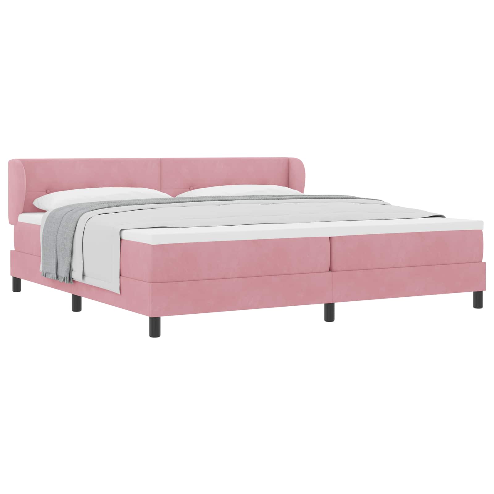 Bäddfjäder med huvudgavel Rosa 200 x 200 cm Sammet