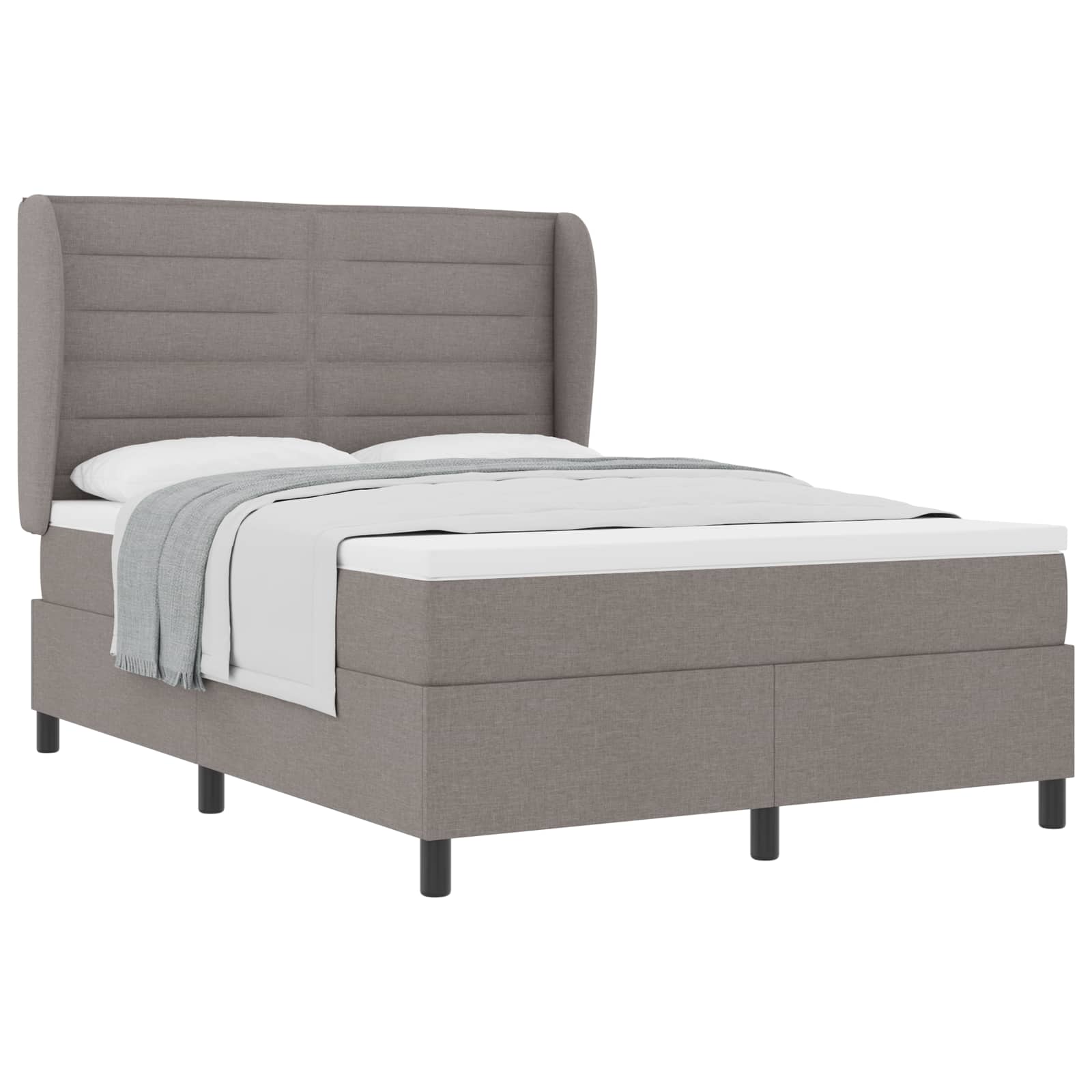 Bäddfjäder med madrass med huvudgavel Taupe 140 x 190 cm tyg