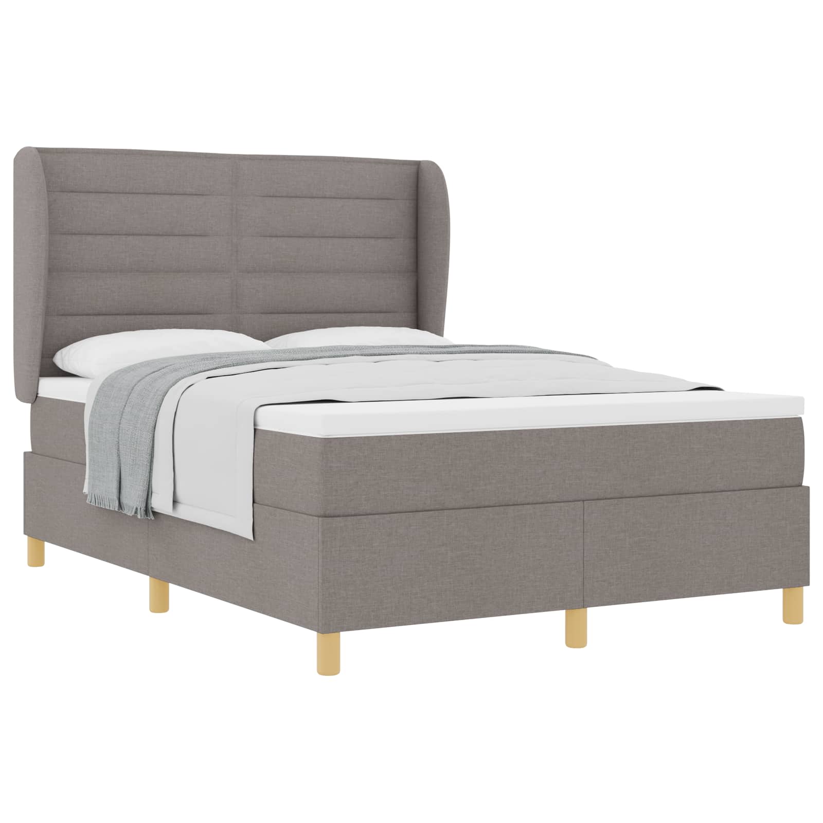 Bäddfjäder med madrass med huvudgavel Taupe 190 x 140 cm tyg
