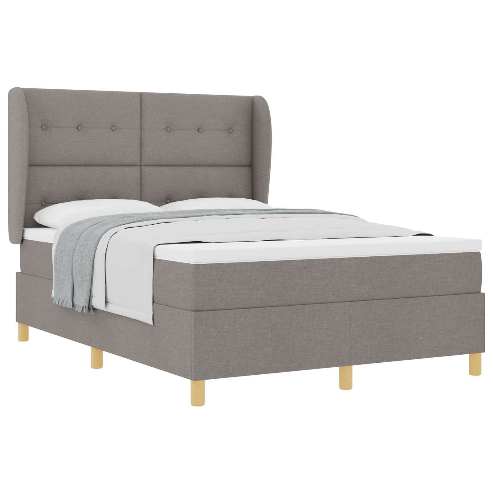 Bäddfjäder med huvudgavel Taupe 190 x 140 cm tyg
