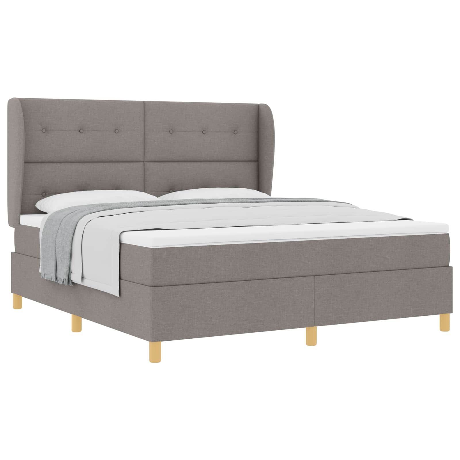 Bäddfjäder med huvudgavel Taupe 200 x 180 cm tyg