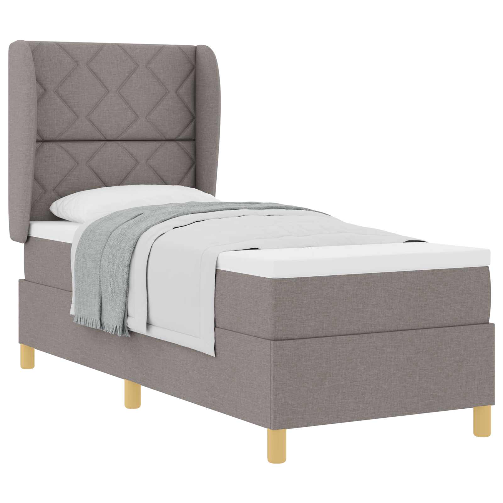Bäddfjäder med huvudgavel Taupe 200 x 80 cm tyg