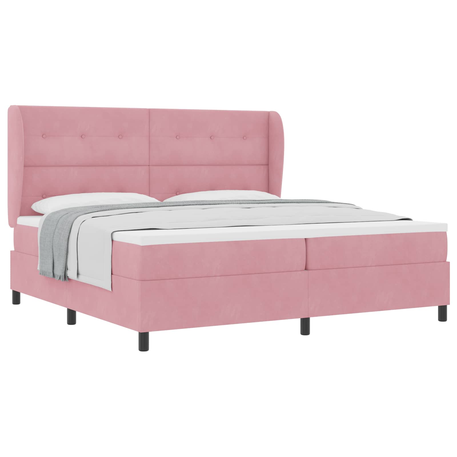 Bäddfjäder med huvudgavel Rosa 200 x 200 cm Sammet