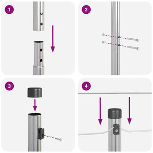 Stängselstolpe 26 pcs Grå 3,2 x 3,2 x 200 cm