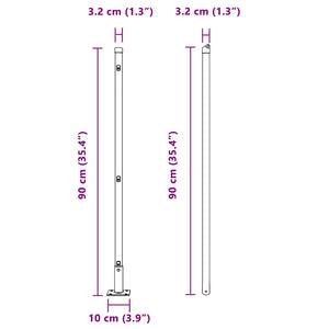 Stängselstolpe 26 pcs Grå 3,2 x 3,2 x 90 cm
