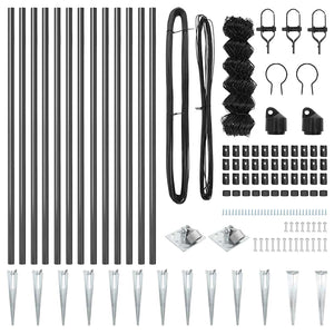 Stängselstolpe Grå 25 x 0,6 m (60 x 60 mm nät) Stål och PVC