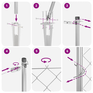 Stängselstolpe Silver 10 x 0,4 m (60 x 60 mm nät) Stål
