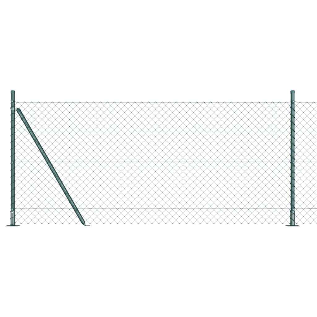 Länkfence med betongbas 0,8 x 25 m PVC-belagda stål Grön Mesh