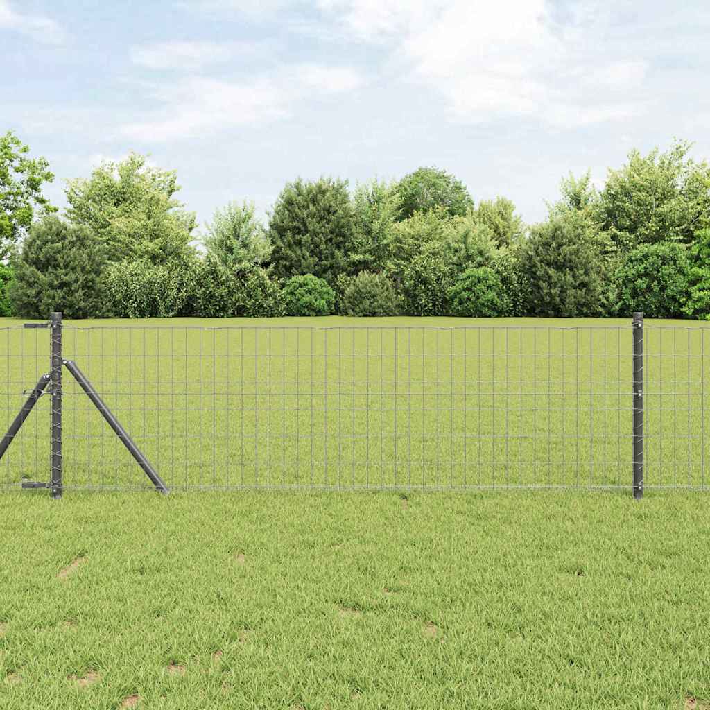 Euro Stängsel Markfäste 25 x 0,6 m PVC-belagda stål Grå Mesh