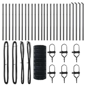 Stängsel med stolpe Grå 0,6 x 50 m Stål och PVC