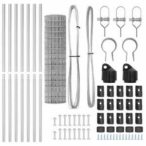 Stängsel med stolpe Silver 1 x 10 m Stål och PVC