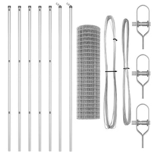 Stängsel med stolpe Silver 1,2 x 10 m Stål och PVC