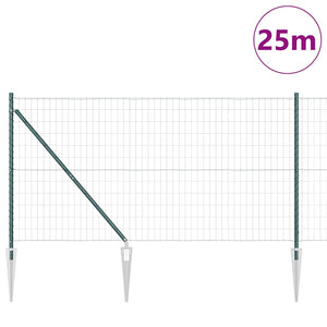 Stängsel med stolpe Grön 1,2 x 25 m Stål och PVC