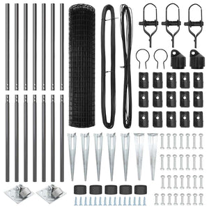 Stängsel med stolpe Grå 1,4 x 10 m Stål och PVC