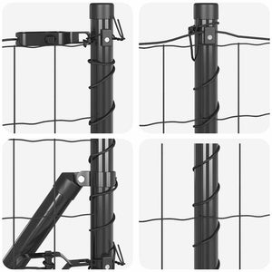 Staket med stolpar Grå 0.6 x 25 m Stål