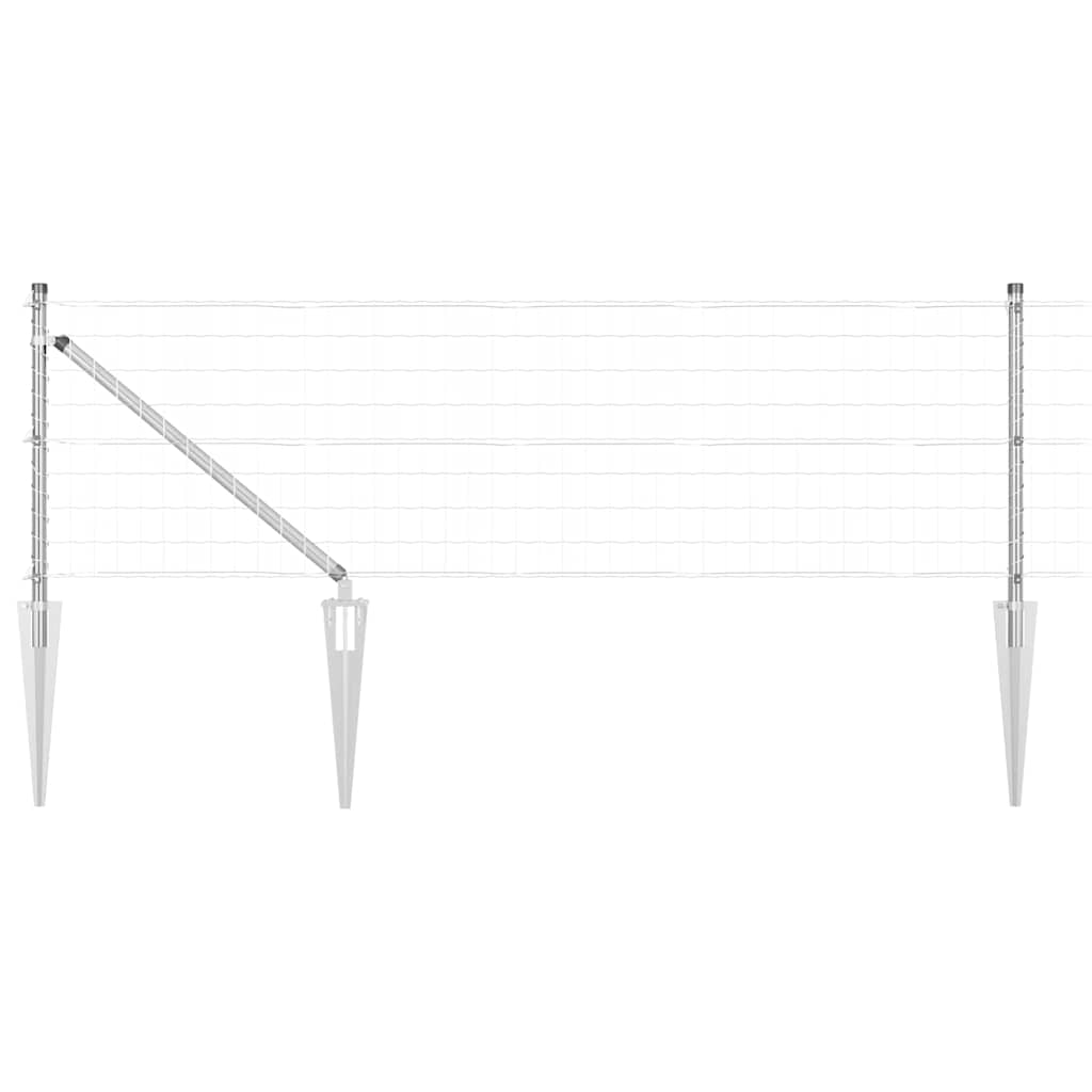 Stängsel med stolpe Silver 0,8 x 25 m Stål