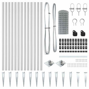 Staket med stolpar Silver 1 x 25 m Stål
