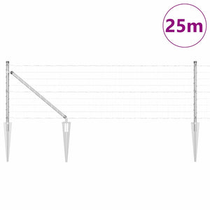Stängsel med stolpe Silver 0,6 x 25 m Stål