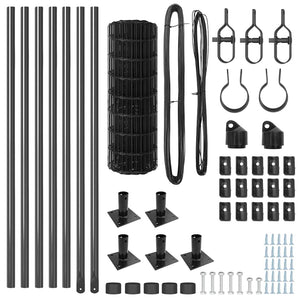 Stängsel med stolpe Grå 0,6 x 10 m Stål och PVC