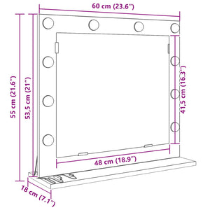 Smink Spegel Rökt ek 60 x 55 x 18 cm Glas och konstruerat trä