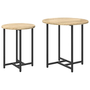 Sidobordsset 2 pcs Sonoma Ek och Svart