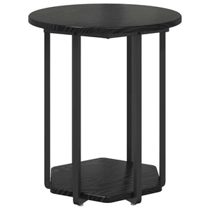 Sidobordsset med hylla 2 pcs Svart Ek