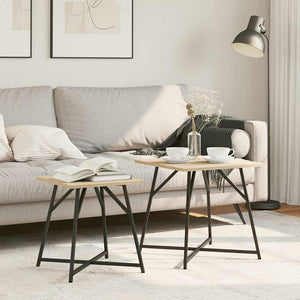 Sidobordsset 2 pcs Sonoma Ek och Svart