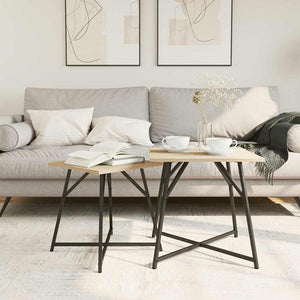 Sidobordsset 2 pcs Sonoma Ek och Svart