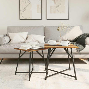 Sidobordsset 2 pcs Gammalt trä och svart