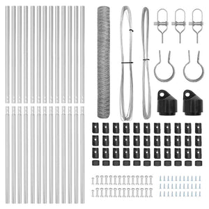 Staket med stolpar Silver 1 x 25 m PVC-belagd stål