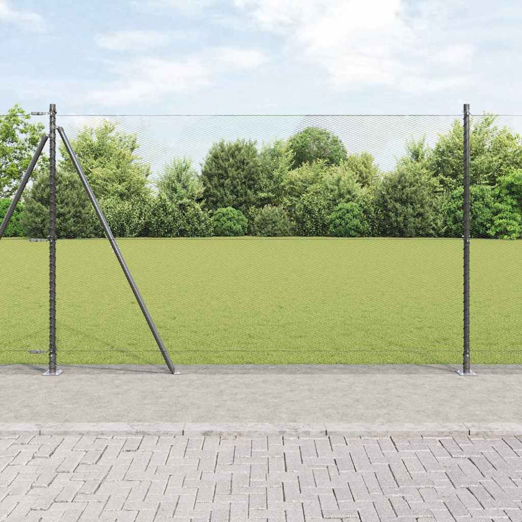 Hexagonal stängsel med betongfundament 50 x 1,6 m Grå Mesh