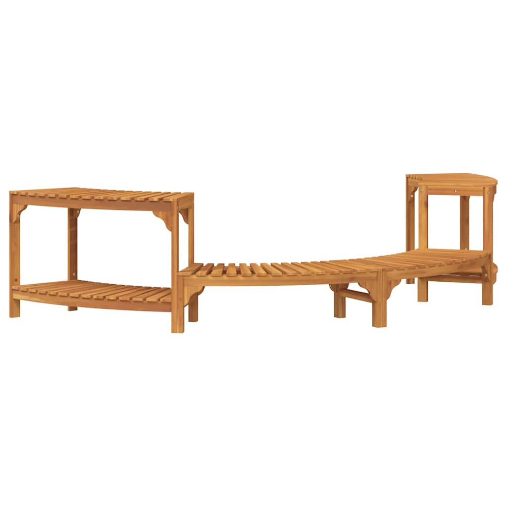 Badsurrund halvrund Brun 252 x 112 x 55,5 cm Massivt Akaciaträ