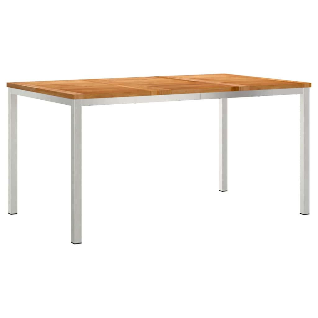Matbord 150x90x75 cm Massivt teakträ och rostfritt stål