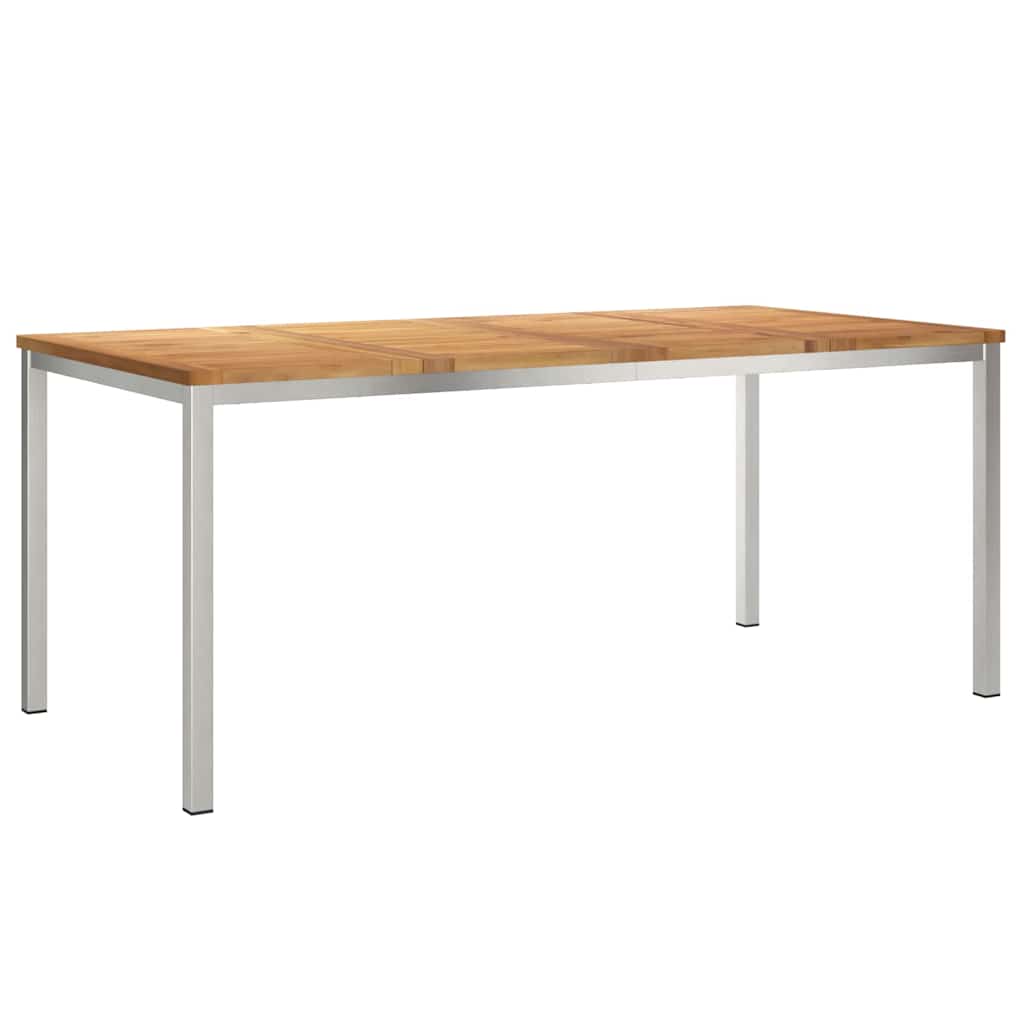 Matbord 180x90x75 cm Massivt teakträ och rostfritt stål