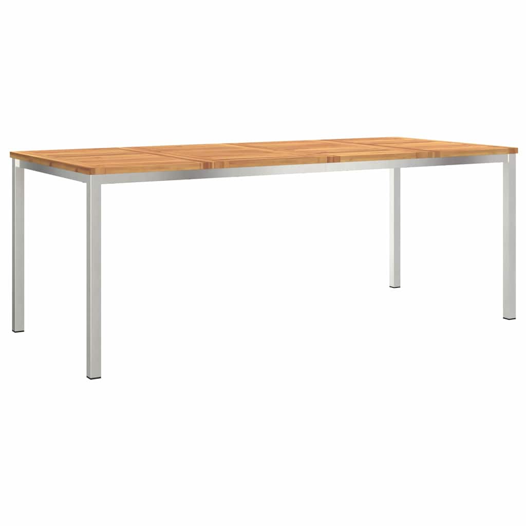 Matbord 200x90x75 cm Massiv akaciaträ och rostfritt stål