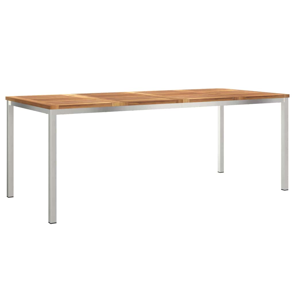 Matbord 200x90x75 cm Massivt teakträ och rostfritt stål